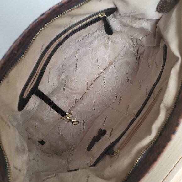 Brahmin Medium Arno Tuscan Black Brown Leather Shoulder Bag Tote - Picture 4 of 16